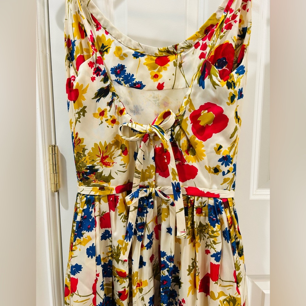 Vintage 1960s Saks Fifth Avenue Silk Floral Dress Fit & Flare Poppy Print Sz XS - Picture 7 of 16